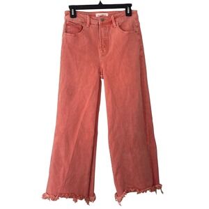 Risen Jeans Pink High Waist Wide Leg Ankle Denim Pants 28 Cottagecore Bold Cute